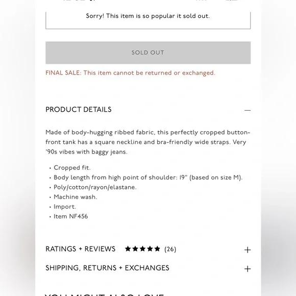 Madewell Ribbed Button Front Crop Tank Large Terrace Blue - Picture 10 of 10